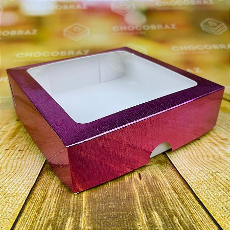 10 Caixa ROSA Textura com Visor S21 15x15x4cm ASSK