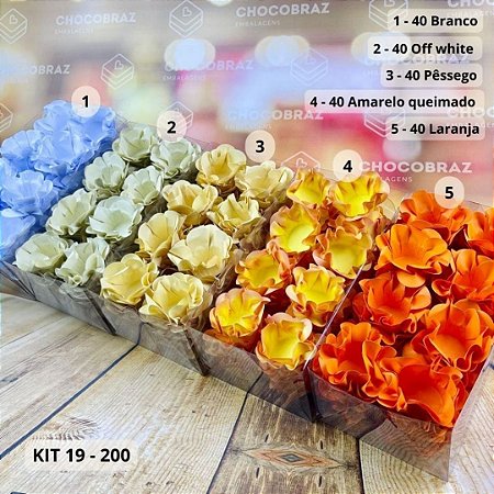KIT 200 Forminhas De Doces Festa 5 Cores PESSEGO + AM QUEIMADO + LARANJA + OFF WHITE + BRANCO