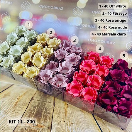KIT 200 Forminhas De Doces Festa 5 Cores ROSA  NUDE + MARSALA  CLARO + ROSA  ANTIGO	+ PESSEGO + OFF WHITE