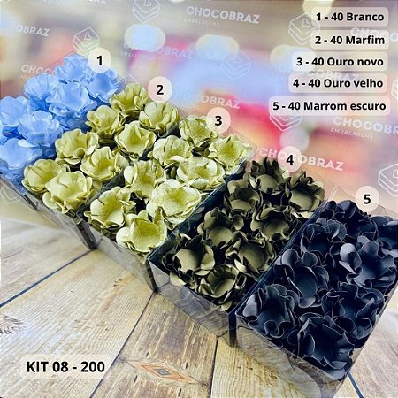 KIT 200 Forminhas De Doces Festa 5 TONS BRANCO + MARFIM + OURO NOVO + OURO VELHO + MARROM ES