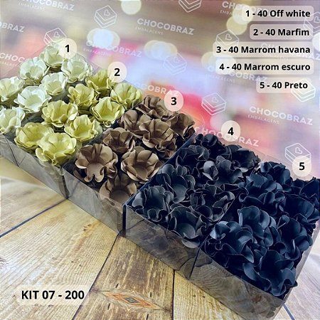 KIT 200 Forminhas De Doces Festa 5 Cores MARFIM + HAVANA + MARROM + OFF WHITW + PRETO