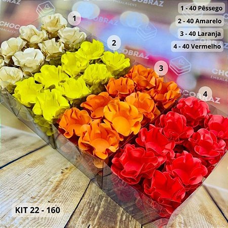 KIT 160 Forminhas Para Doces Finos AMARELO + LARANJA + VERMELHO + PESSEGO
