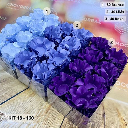 KIT 160 Forminhas Para Doces Finos 80 BRANCO + 40 LILÁS + 40 ROXO
