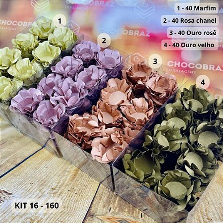 KIT 160 Forminhas Para Doces Finos MARFIM + ROSA CHÁ + OURO ROSÉ + OURO VELHO