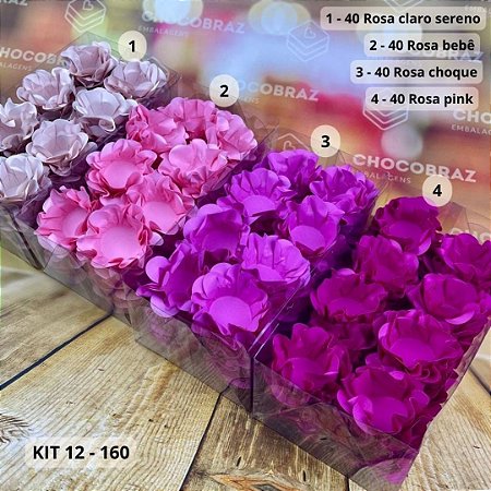KIT 160 Forminhas Para Doces Finos ROSA  BEBE + ROSA CHOQUE + PINK + ROSA SERENO
