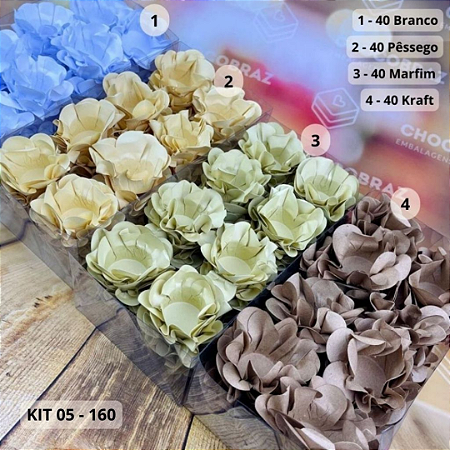 KIT 160 Forminhas Para Doces Finos BRANCO + PESSEGO + MARFIM + KRAFT