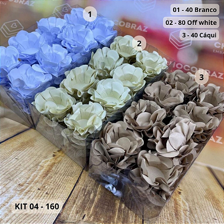 KIT 160 Forminhas Para Doces Finos 80 OFF WHITE + 40 BRANCO + 40 CAQUI