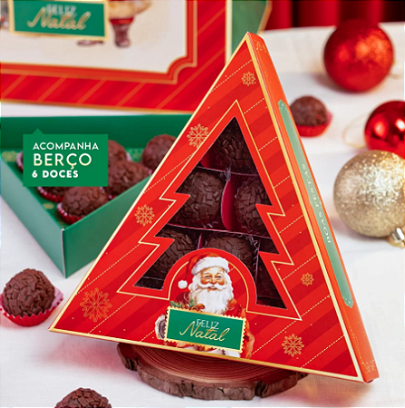 10 Caixa Pinheirinho p/ 6 doces com visor + berço Noel 3514 (JANGO NATAL 2023)