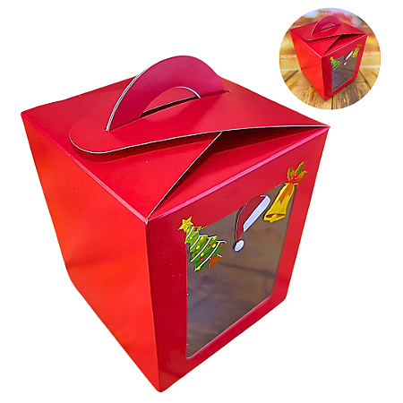 5 CAIXAS PARA PANETONE 100G C/VISOR NATALINO OUTLET - D21 122344