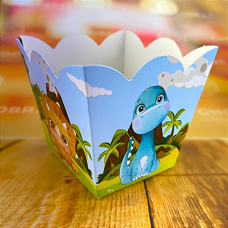 10 Cachepo 8,5x8,5x7,8 Cm Tema Festa Dino Baby ( Tema Festa ) cachepo