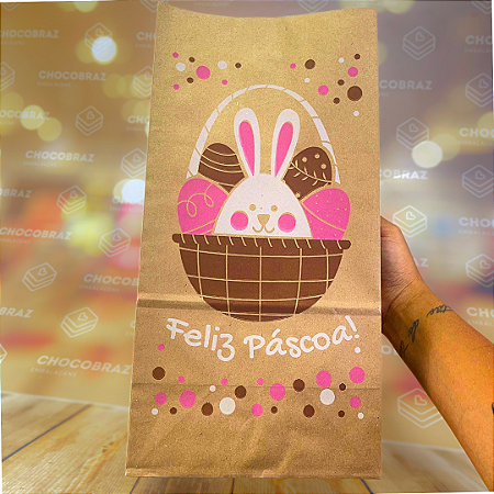 50 SACO DELIVERY PP - 34X18X12 CM - OVOS E COELHINHOS 4744  (PÁSCOA IDEIA 2025)