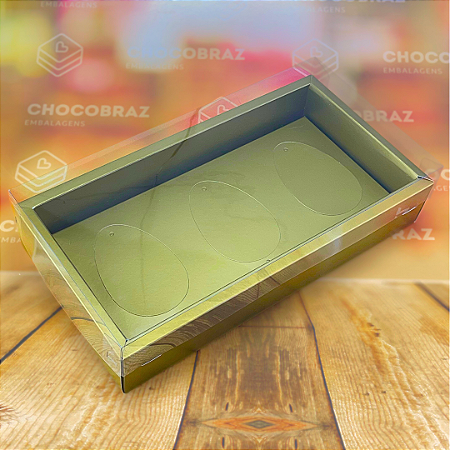 5 CAIXAS OVOS DE PASCOA DEGUSTACAO C/ MOLDURA 3X100G OURO - PASCOA ESSENCIAL 5319  (PÁSCOA IDEIA 2025)