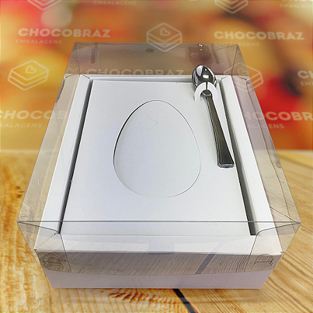 05 CAIXAS P/ OVO DE COLHER C/ MOLDURA AJUSTAVEL 150/250G BRANCO - PASCOA ESSENCIAL 5304 (PÁSCOA IDEIA 2025)