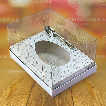 05 CAIXAS P/ OVO DE COLHER CLASSIC AJUSTAVEL 150/250G BRANCO - PASCOA CLASSICA  4609  (PÁSCOA IDEIA 2025)