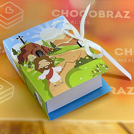 10 CAIXAS P/ 4 DOCES LIVRO - 9,5X8X4 CM -TEMPO DE PASCOA 5390   (PÁSCOA IDEIA 2025)