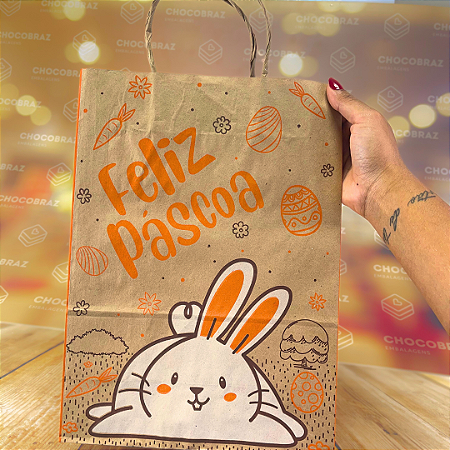 10 SACOLAS ECO P LARANJA - 25x12x34 CM -  PASCOA DIVERTIDA 5339 (PÁSCOA IDEIA 2025)