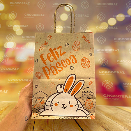 10 SACOLAS  ECO PP LARANJA - 25X12X18 CM - PASCOA DIVERTIDA 5338  (PÁSCOA IDEIA 2025)