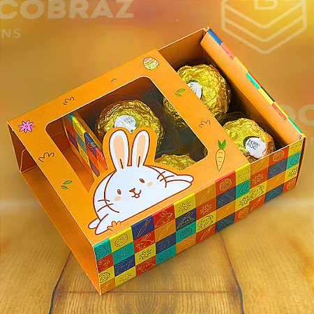 10 CAIXAS P/ 4 DOCES GAVETA C/ VISOR - PASCOA DIVERTIDA 5360 (PÁSCOA IDEIA 2025)