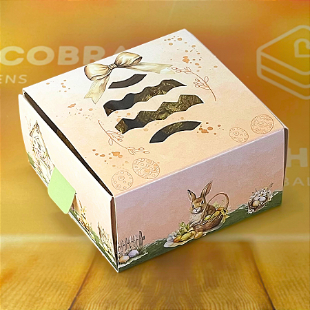 10 CAIXAS P/ 4 DOCES GAVETA C/ VISOR - COELHINHO ENCANTADO 5384 (PÁSCOA IDEIA 2025)