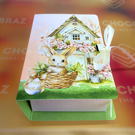 10 CAIXAS P/ 6 DOCES LIVRO - 12X8X4 CM - COELHINHO ENCANTADO 5405 (PÁSCOA IDEIA 2025)