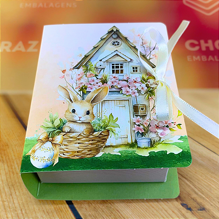 10 CAIXAS P/ 4 DOCES LIVRO - 9,5X8X4 CM - COELHINHO ENCANTADO 5404 (PÁSCOA IDEIA 2025)