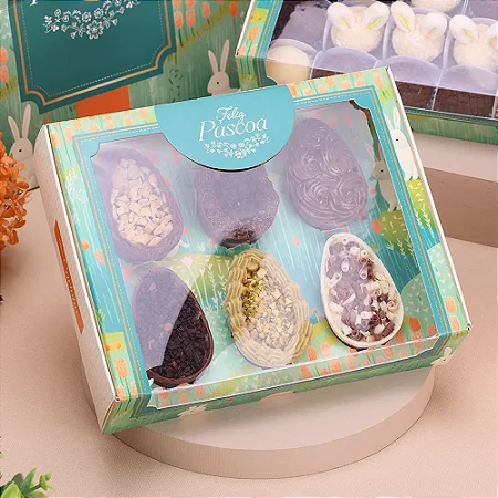 10 CAIXA PARA 20 DOCES OU 6 MINI OVOS 50G COM VISOR NATUREZA  ( PASCOA JANGO 2025 ) 4655