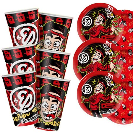 Kit Festa ENALDINHO 8 Pratos + 8 Copos Descartável 180 Ml Papel - REGINA