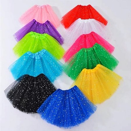 SAIA DE TULE COM BRILHO 40CM FESTA Balada Carnaval (Ex)