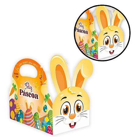10 CESTA COELHO P/ CAIXA DE BOMBOM PÁSCOA 19X11X17CM JR PS15