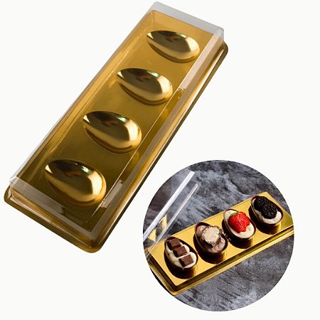 CAIXA P/ KIT DEGUSTAÇÃO MINI OVOS 50 g - DOURADO BWB  14340 BWB EMBALAGEM