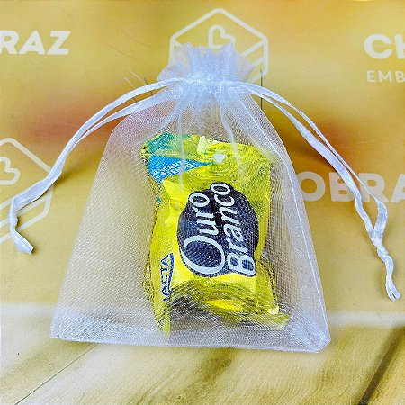 10 Saco de Organza PEQUENO P/ Lembrancinha BRANCO 9 x 12 cm (Ex)
