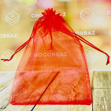 10 Saco de Organza GRANDE P/ Presente VERMELHO 20 x 30 cm (Ex)