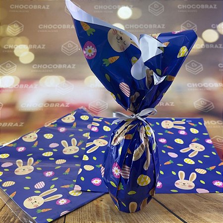 SACO ENVELOPE BOPP COELHO E CENOURAS AZUL 24X24 C/25UN (INOVE)