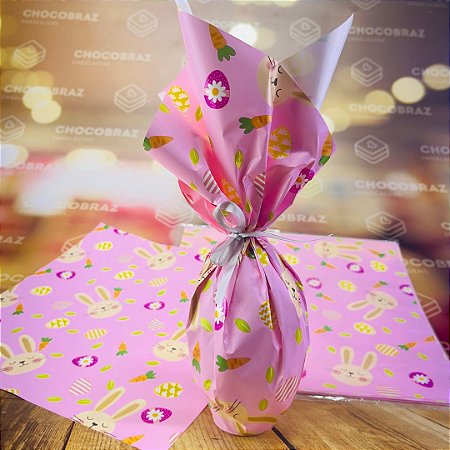 SACO ENVELOPE BOPP COELHO E CENOURA ROSA 24X24 C/25UN (INOVE)