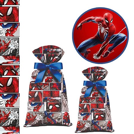 40 SACOLINHA HOMEM ARANHA SPIDER MAN QUADRINHOS SURPRESA  20x29 CROMUS