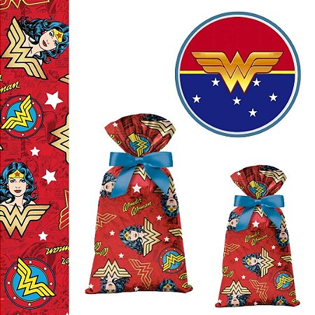 40 SACOLINHA  MULHER MARAVILHA  SURPRESA  20x29 CROMUS