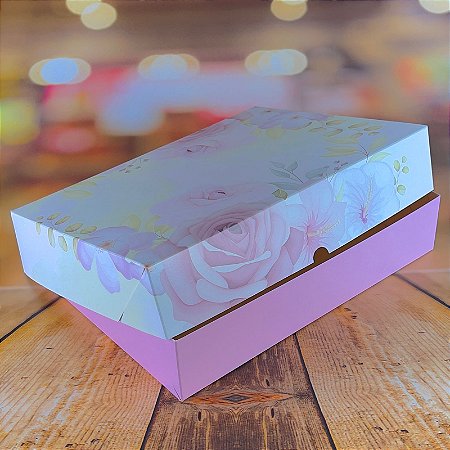 10 CAIXA PRESENTE G DIA DAS MÃES ROSAS 30X24X6cm 5535 (IDEIA MÃES 2025)