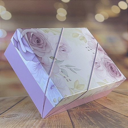 10 CAIXA DIA DAS MÃES C/TAMPA E ELASTICO P RETANGULAR ROSAS 24X18X8cm  5531  (IDEIA MÃES 2025)