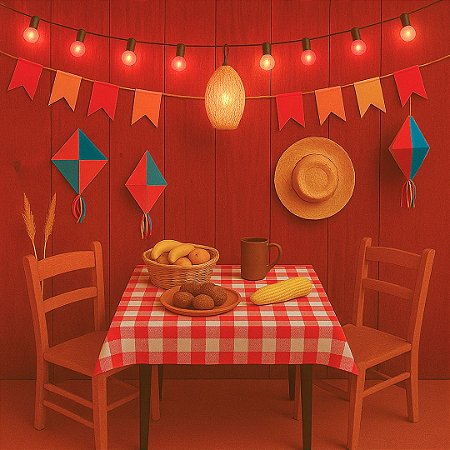 10 TOALHA MESA VERMELHA 78X78 XADREX 6132-RP FESTA JUNINA 2025  (EX)