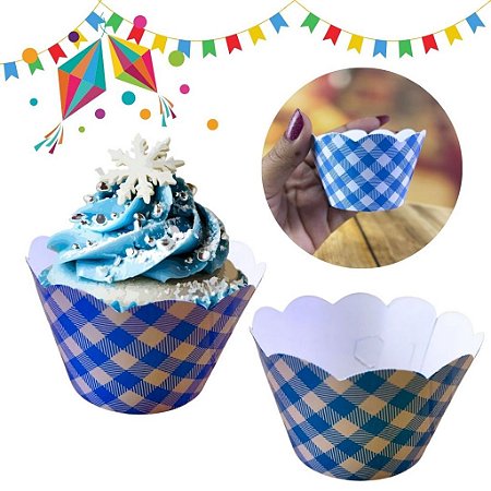 12 SAIA PARA CUPCAKE FESTA JUNINA - XADREZ  AZUL FESTA JUNINA 2025 121.34