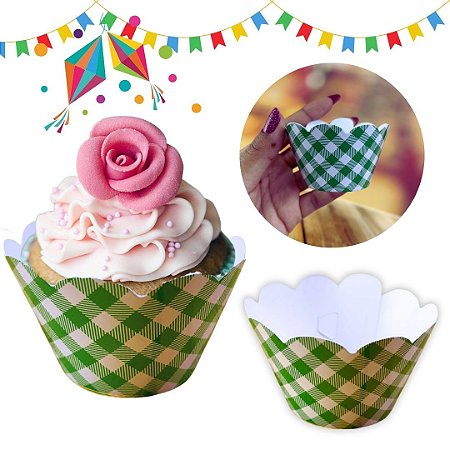 12 SAIA PARA CUPCAKE FESTA JUNINA - XADREZ VERDE FESTA JUNINA 2025 121.40