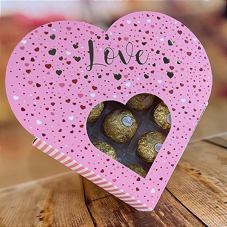 10 CAIXA GAVETA CORAÇÃO DIA DOS NAMORADOS COM VISOR (9 DOCES)  LOVE 12X12X4 5504 (IDEIA NAMORADOS 2025)