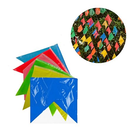 10 METROS BANDEIRINHA FESTA JUNINA DE PLASTICO GRANDE 20X29 CM FESTA JUNINA 2025