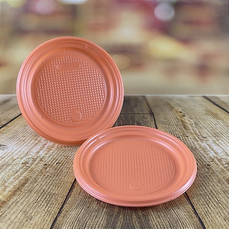10 PRATO SOBREMESA FESTA LARANJA NEON 15cm (PLASTIK)