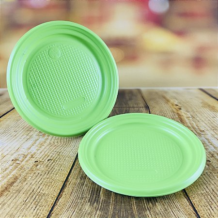 10 PRATO SOBREMESA FESTA VERDE NEON 15cm (PLASTIK)