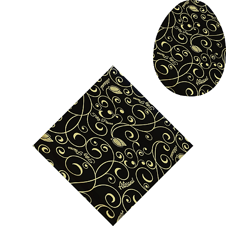 25 FOLHAS P/ OVO DE PÁSCOA METALIZADA 69X89 ARTESANAL PRETO Luckyfest