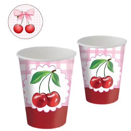 8 COPO PAPEL FESTA  CEREJA FESTA CHERRY  200ML FESTCOLOR