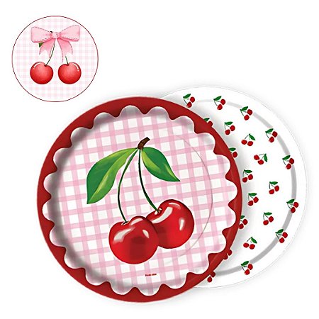8 PRATO FESTA CEREJA FESTA CHERRY DE PAPEL 18 CM FESTCOLOR