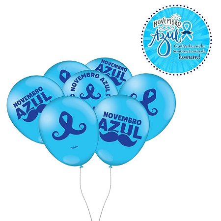 25 BALÃO BEXIGA FESTA NOVEMBRO AZUL n°9 FESTCOLOR