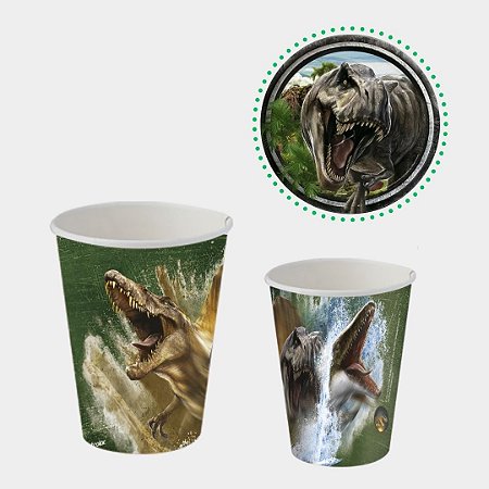 8 COPO PAPEL FESTA JURASSIC WORLD RECOMEÇO 200ML FESTCOLOR